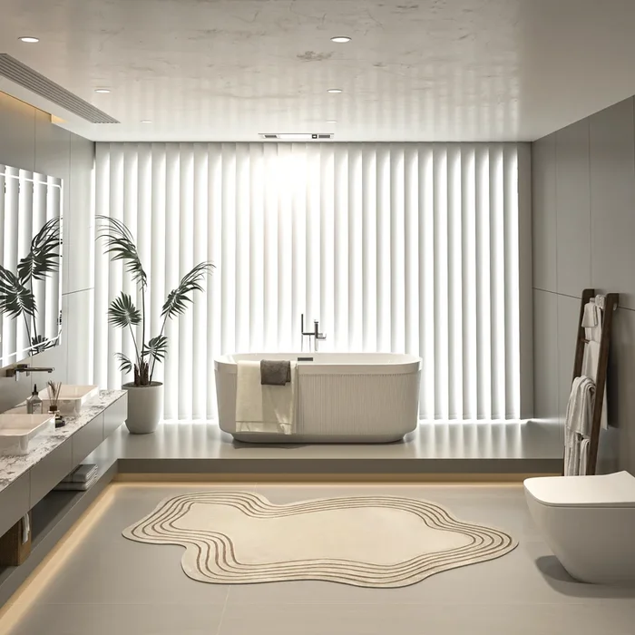 59″ Acrylic Freestanding Bathtub With Unique Pleated Design: Spacious Oval Shape, Gloss White Finish, Brushed Nickel Overflow & Pop Up Drain Gloss White Oval Bathroom Freestanding Tubs Polished 59 61 In Contemporary Soaking Center Acrylic Acrylic