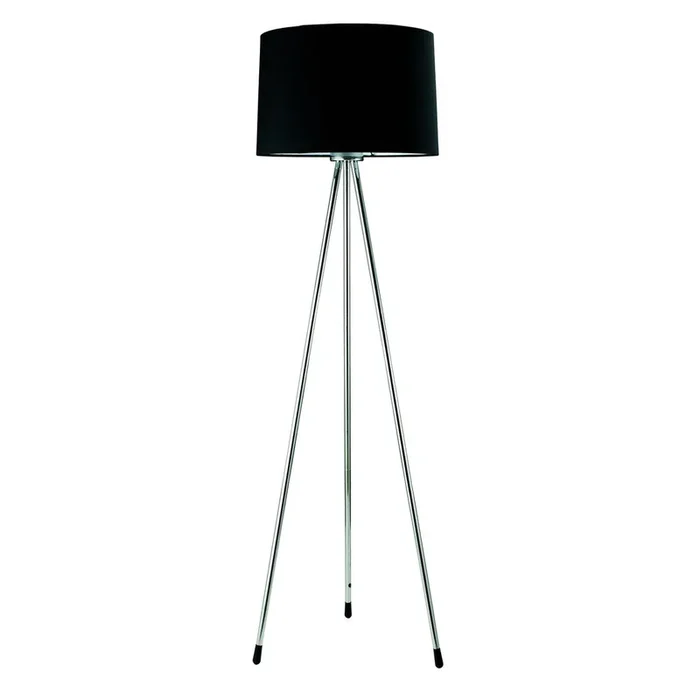 59″ Tall Metal Floor Lamp With Black Finish, Contemporary Design Black Metal