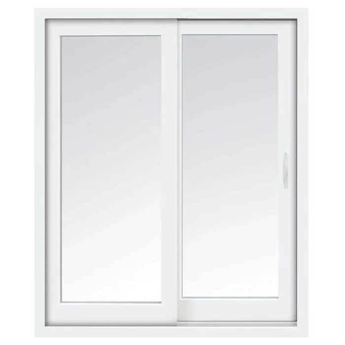 59 in. x 80 in. Glacier White Vinyl Right-Hand Low-E Sliding Patio Door with Screen, Handle Set and Nailing Fin