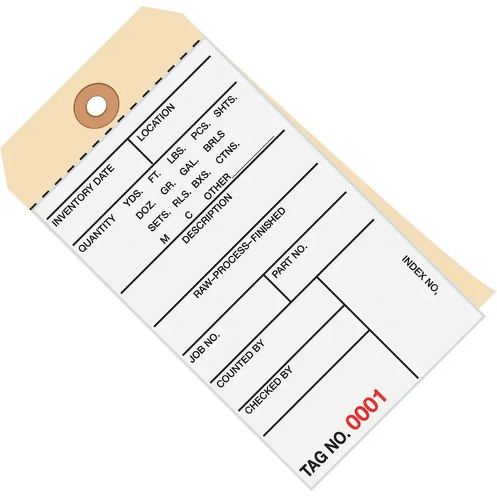 6 1/4 x 3 1/8 – (1500-1999) Inventory Tags 2 Part Carbonless Stub Style #8 500/Case