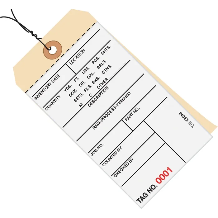 6 1/4 x 3 1/8 – (9500-9999) Inventory Tags 2 Part Carbonless # 8 – Pre-Wired 500/Case