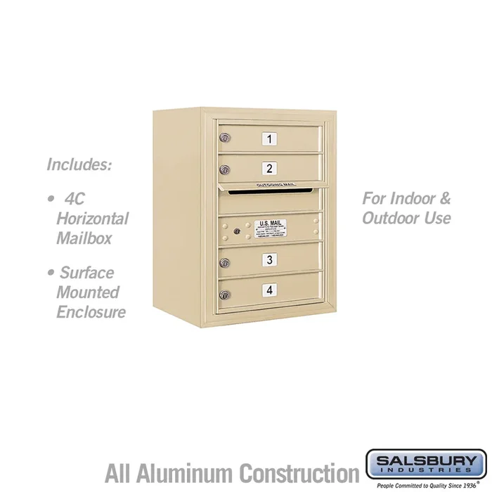 6-Door Surface Mounted 4C Horizontal Mailbox with USPS Access