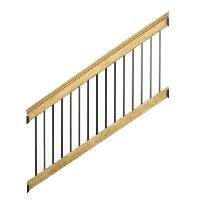 6 ft. Pressure-Treated Stair Railing Kit with Black Aluminum Balusters