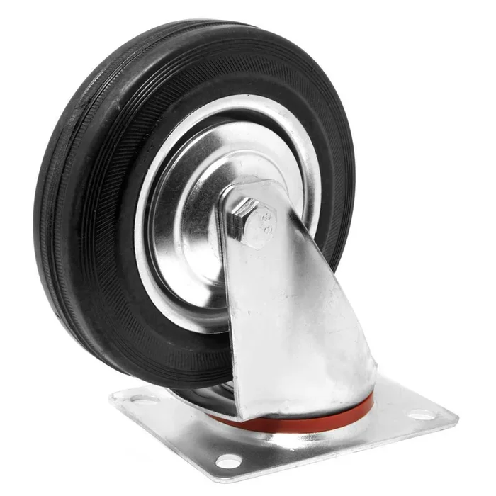 6 in. 330 lbs. Capacity Rubber Roller-Bearing Swivel Plate Caster