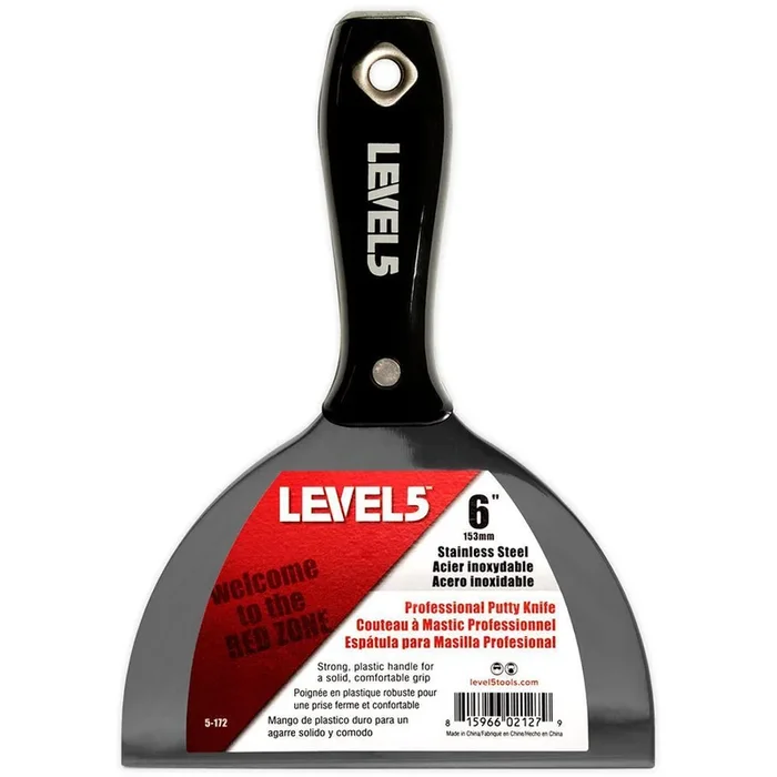 6 in. Black Stainless Steel Putty Knife with Plastic Handle Hammerend