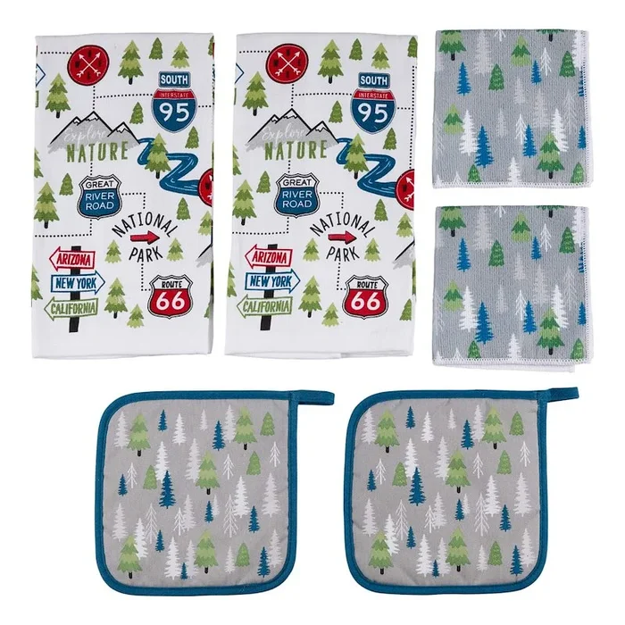 6 PIECE TOWEL & POT HOLDER SET