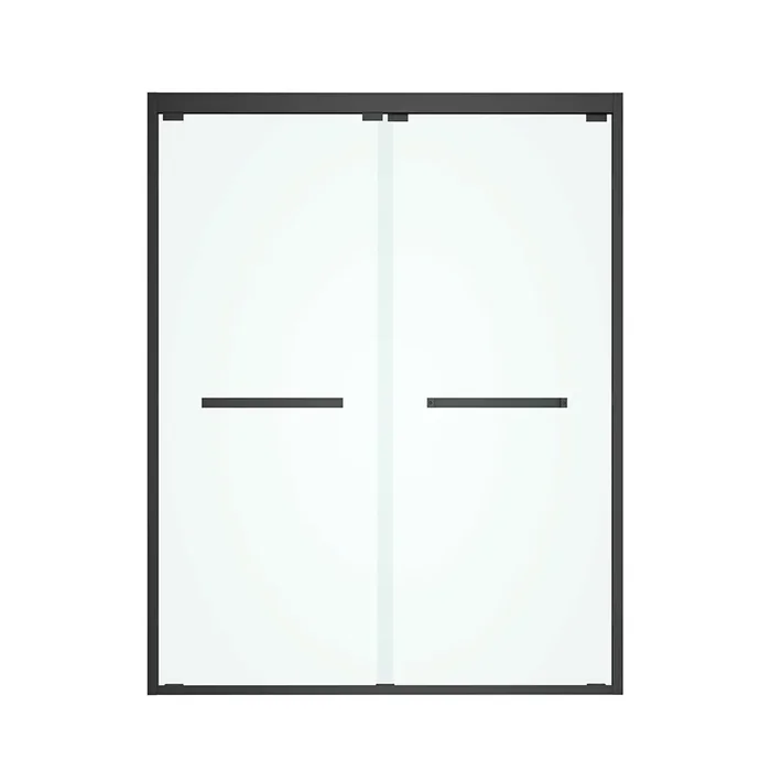 60 In. W X 76 In. Hsliding Framed Shower Door In Black Finish With Clear Glass Matt Black Glass