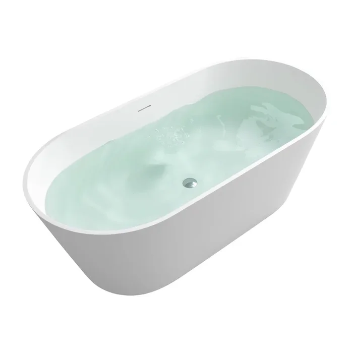 63″ Solid Surface Soaking Bathtub Matte White Freestanding Tubs Matte 61 69 In Center Front Solid Surface