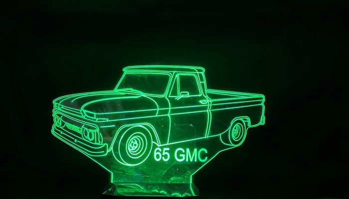 65 GMC Pickup Truck 3D LED Color Changing Desk Lamp, Night Light, Man Cave Light | Customizable | Rechargeable Corded or Cordless