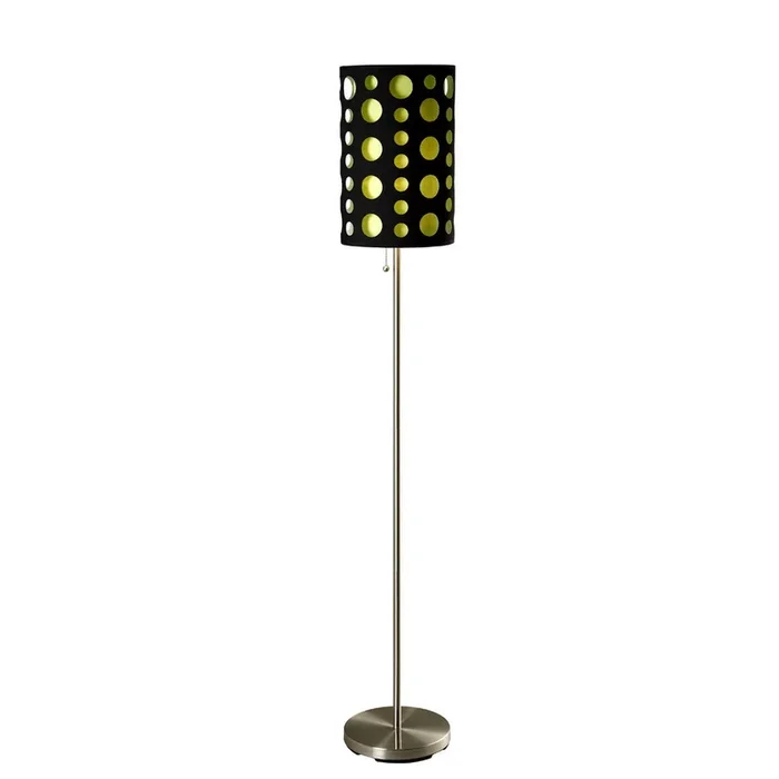 66″ Tall Metal Floor Lamp, Retro Design With Black And Green Shade Multicolor Metal