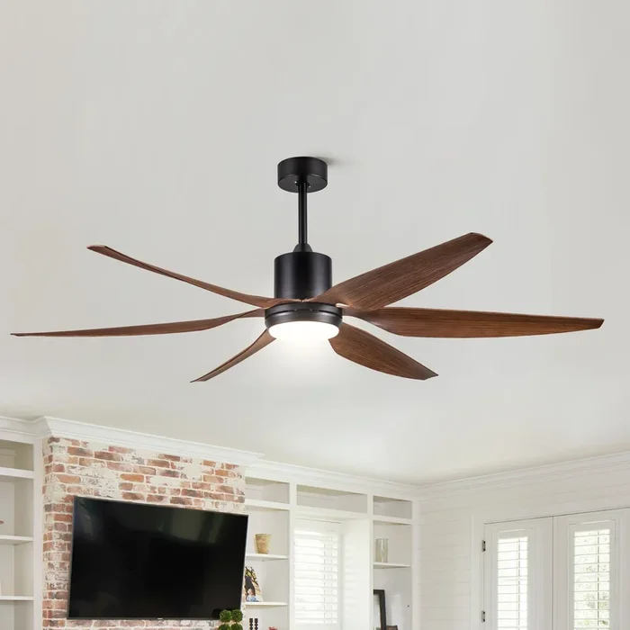 66″ Vintage Ceiling Fan Lighting with Brown Blades in Integrated LED