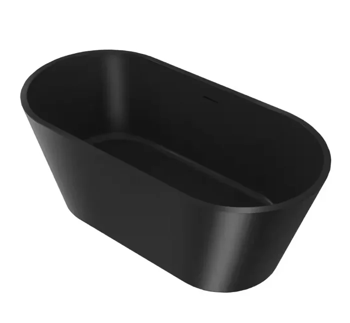 66.9 in. Fiberglass Flatbottom Freestanding Bathtub in Solid Matte Black Inside and Outside