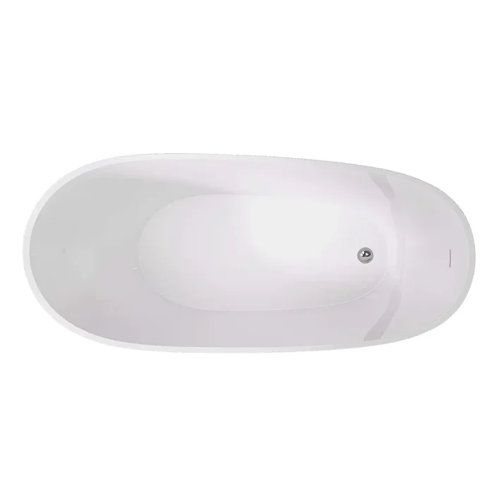 67″ Acrylic Freestanding Bathtub Matte Grey Modern Stand Alone Soaking Bathtub, Brushed Nickel Drain And Minimalist Linear Design Overflow Included White Gray Oval Bathroom Freestanding Tubs Matte 61 69 In Contemporary,Modern,Vintage Soaking Center Front