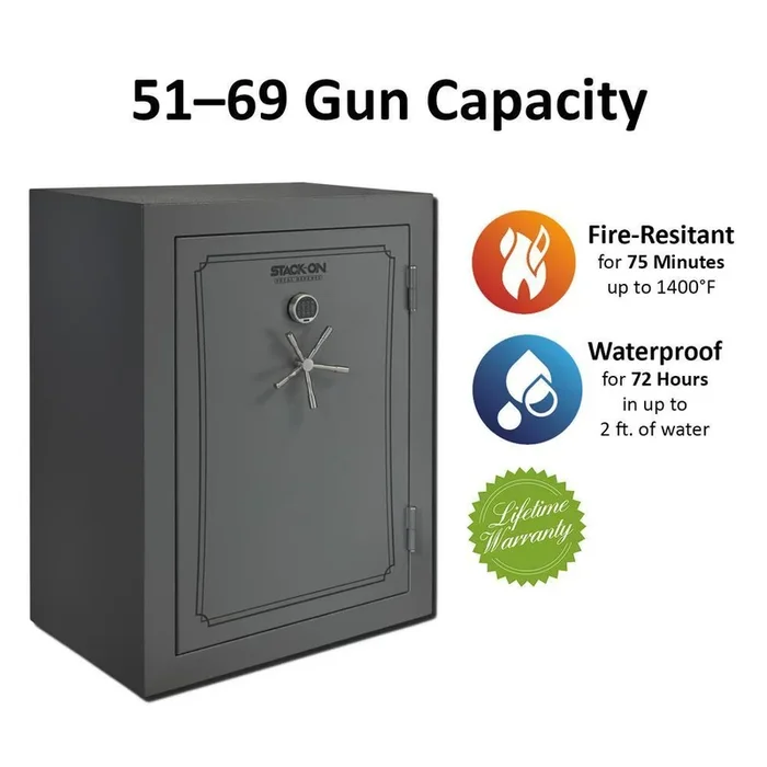69-Gun Fire/Waterproof Electronic Back-Lit Lock Safe, Gray Pebble