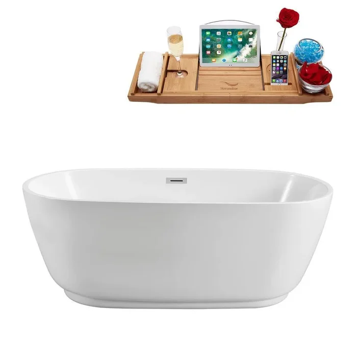 70.9 in. Acrylic Flatbottom Non-Whirlpool Bathtub in White