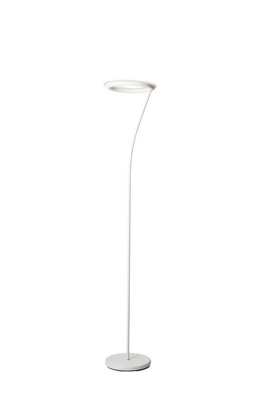 73″ Tall Metal Torchiere Floor Led Lamp With Halo Design, Matte White Finish Matte White Metal