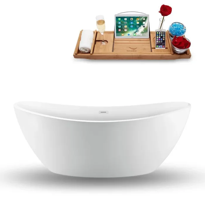 74.8 in. Acrylic, Fiberglass Flatbottom Non-Whirlpool Bathtub in Glossy White