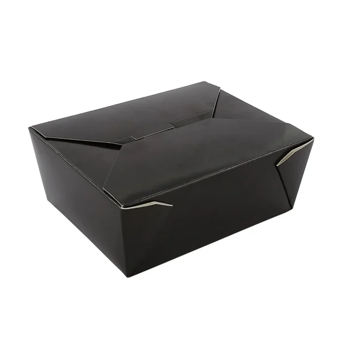 #8 Black 6″ x 4-3/4″ x 2.5″ Folded Takeout Boxes, Case of 300