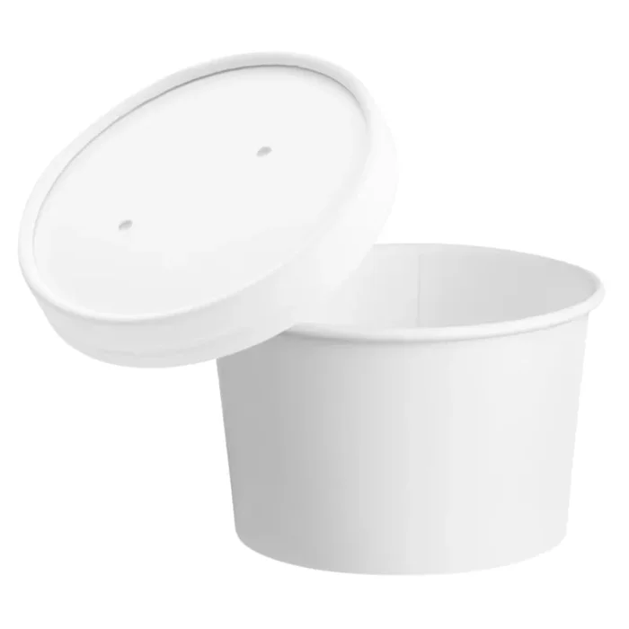 8 oz. White Paper Food Container Combo