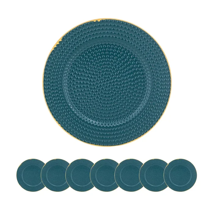 8 Pack Plastic Charger Plate, D13″ Blue Polypropylene