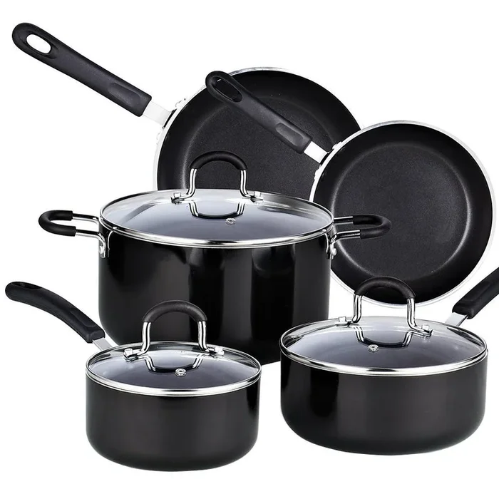8-Piece Aluminum Nonstick Cookware Set in Black