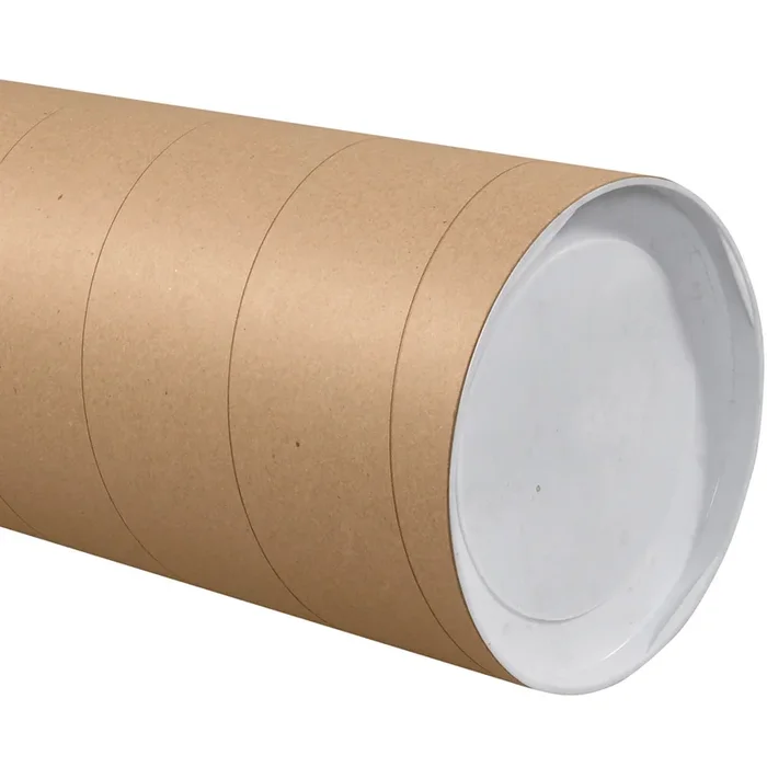 8 x 36 Brown Mailing Tubes With End Caps .125 Gauge 10/Case