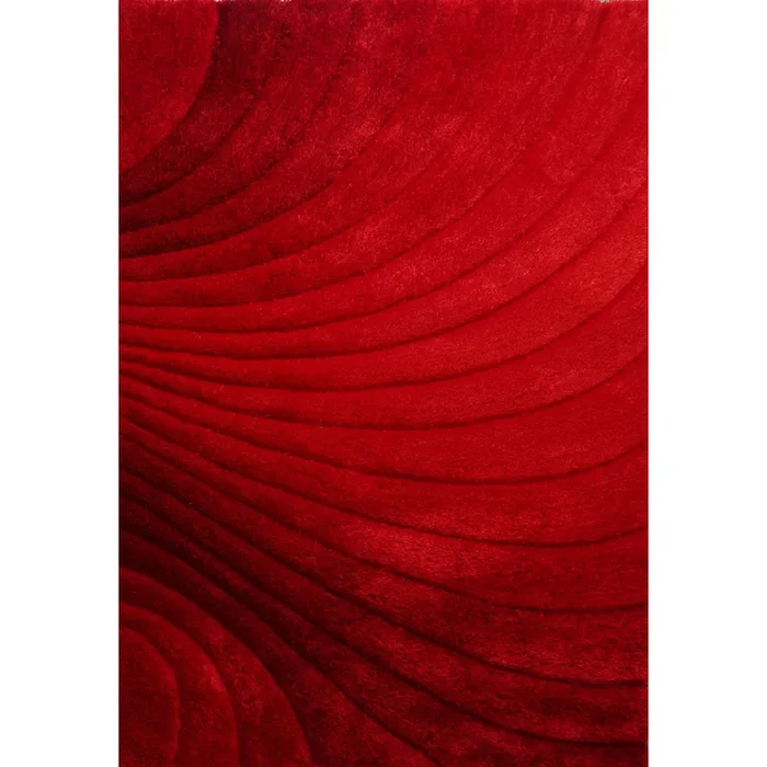 “3D Shaggy” Hand Tufted Area Rug Red Polyester