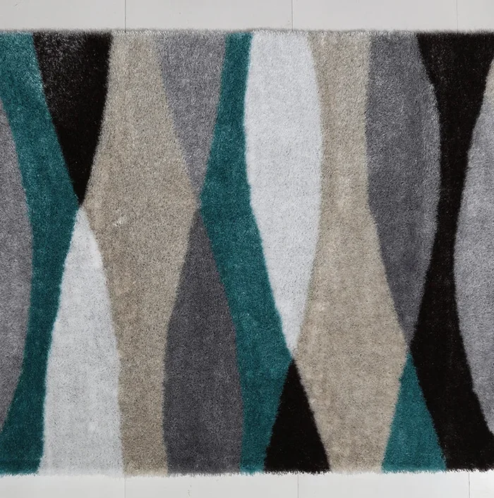 “Aria Collection” Soft Pile Hand Tufted Shag Area Rug Grey Polyester