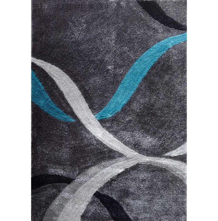“Aria Collection” Soft Pile Hand Tufted Shag Area Rug Grey Polyester