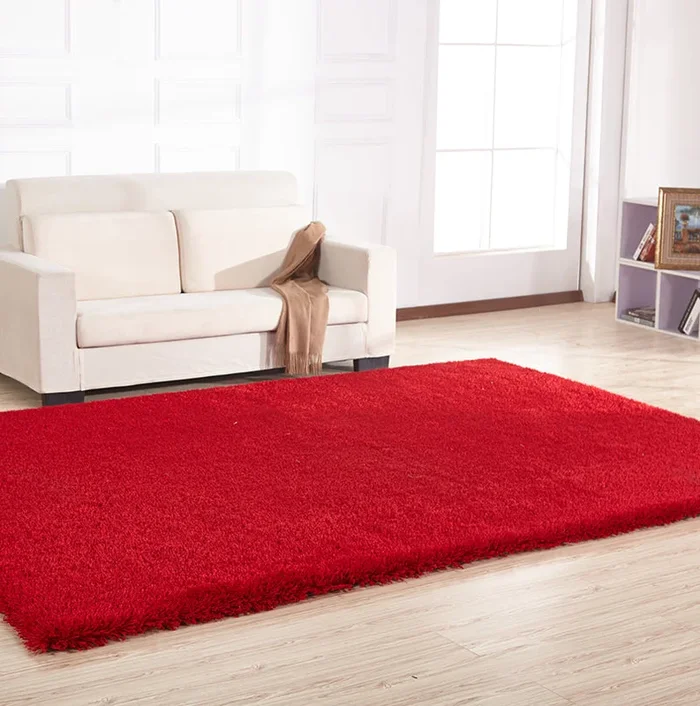 “Chubby Shaggy” Hand Tufted Area Rug Red Polyester