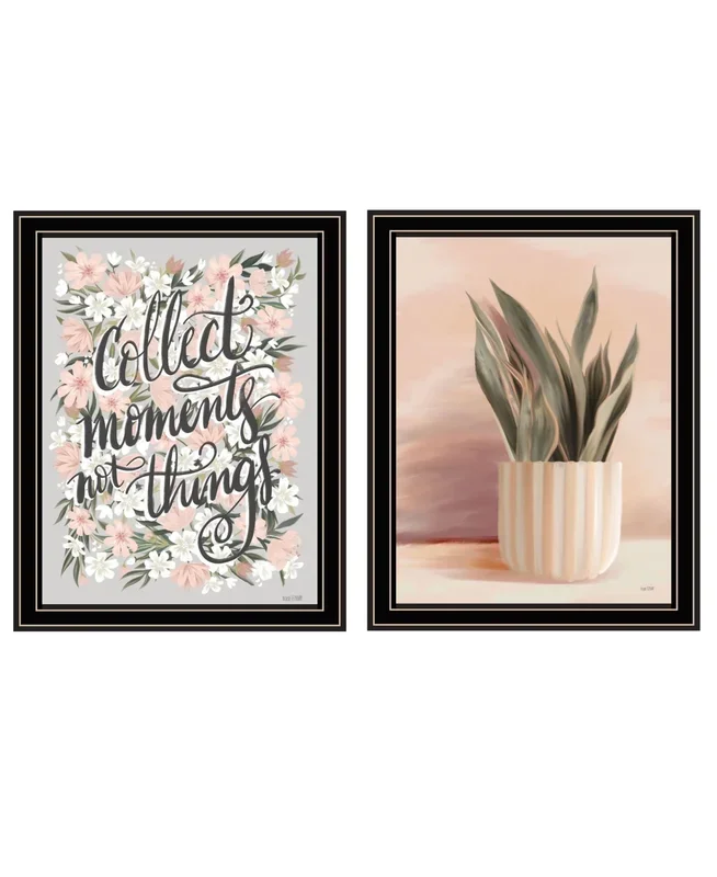“Collect Moments Not Things” Framed Wall Art For Living Room, Wall Art Print For Home Decor, Bedroom Wall Art By House Fenway Multicolor Wood Paper