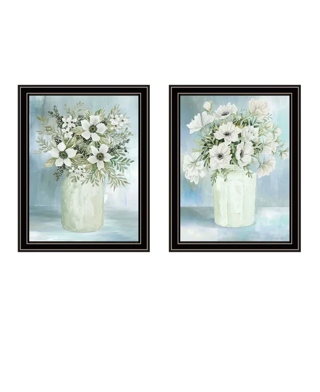“Country Crock Of Florals And Berries” Framed Wall Art For Living Room, Wall Art Print For Home Decor, Bedroom Wall Art By Cindy Jacobs Multicolor Wood Paper