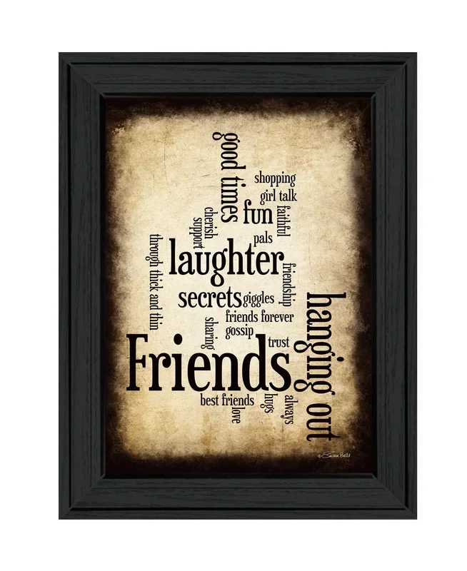“Friends” By Susan Ball, Ready To Hang Framed Print, Black Frame Multicolor Paper