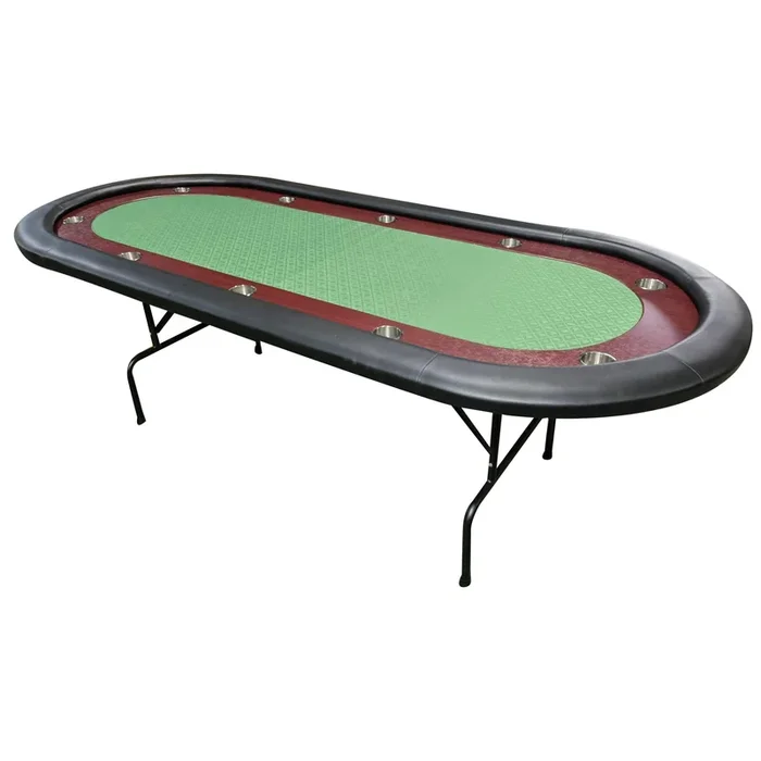 96″ Light Series Folding Wooden Racetrack Green Felt Foldable Poker Table Green Modern Metal & Wood
