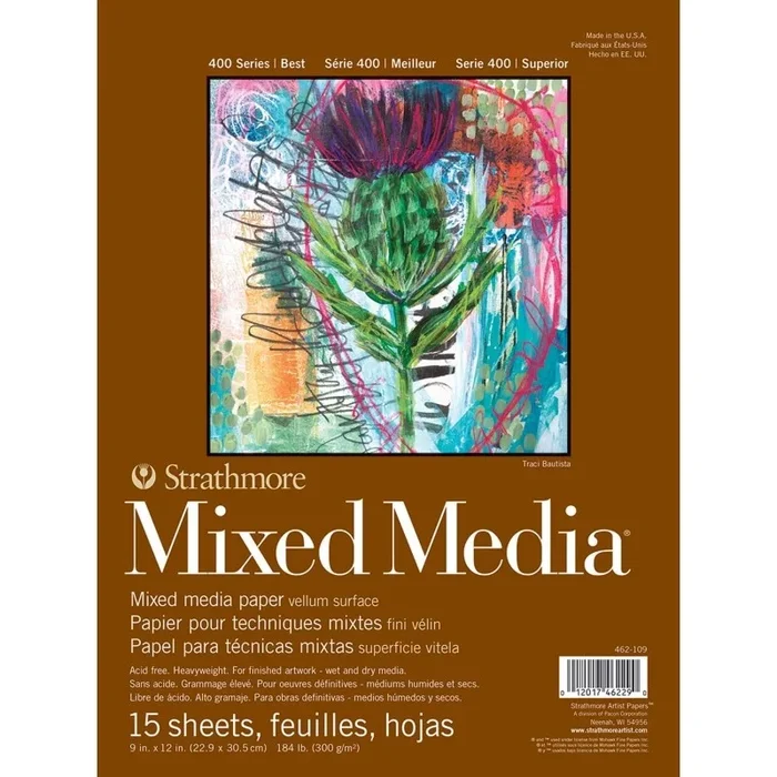 9X12 Mixed Media Paper Pad 15 Sheet 400 Series Glue Binding