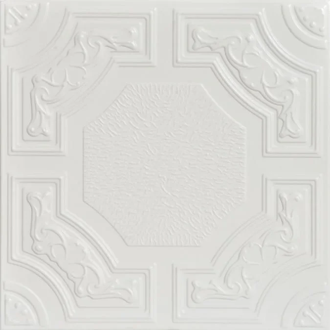A La Maison Ceilings 1.67-ft x 1.67-ft Evergreen Plain White Polystyrene Surface-mount Ceiling Tile (8-Pack, 21.6-sq ft / Case)