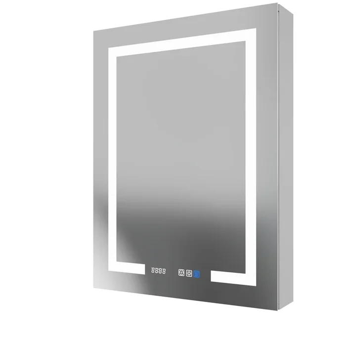 AAZJ V4 24-in x 32-in Lighted LED Fog Free Surface/Recessed Mount Silver Mirrored Soft Close Medicine Cabinet