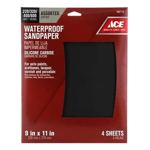 Ace 11 in. L X 9 in. W Assorted Grit Silicon Carbide Sandpaper 4 pk