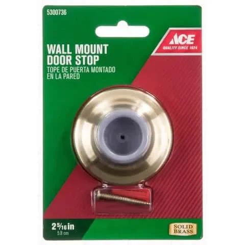 Ace 2-5/16 in. W Solid Brass Gold Wall Door Stop Mounts to door and wall 1/8 in.