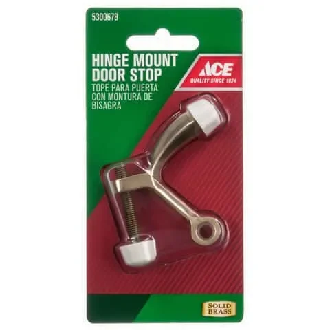 Ace 2-5/8 in. W X 0.5 in. L Solid Brass w/Rubber Stop Brass Yellow Hinge Pin Door Stop Mounts to doo