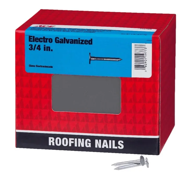 Ace 3/4 in. Roofing Electro-Galvanized Steel Nail Large Head 5 lb