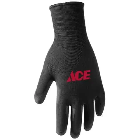Ace Men’s Indoor/Outdoor Coated Work Gloves Black XL 1 pair