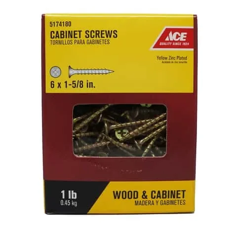 Ace No. 6 X 1-5/8 in. L Phillips Yellow Zinc Coarse Cabinet Screws 220 pk