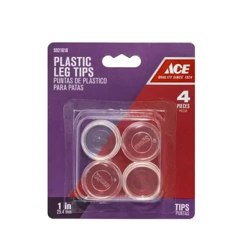 Ace Plastic Leg Tip Clear Round 1 in. W X 1 in. L 4 pk