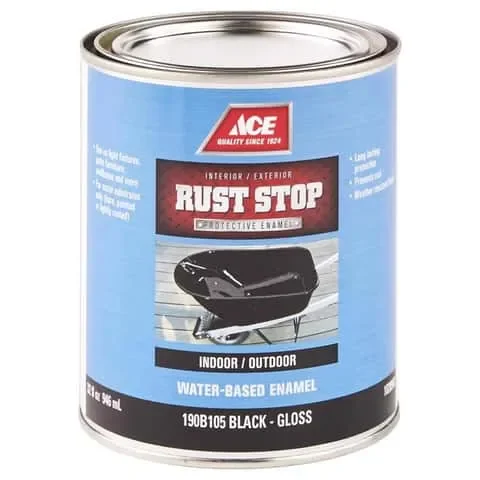 Ace Rust Stop Indoor and Outdoor Gloss Black Water-Based Enamel Rust Prevention Paint 1 qt