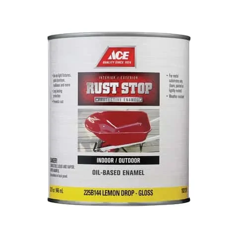 Ace Rust Stop Indoor and Outdoor Gloss Lemon Oil-Based Enamel Rust Prevention Paint 1 qt