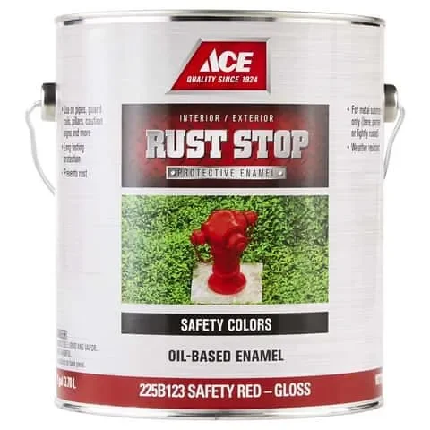 Ace Rust Stop Indoor and Outdoor Gloss Safety Red Oil-Based Enamel Rust Prevention Paint 1 gal