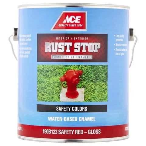 Ace Rust Stop Indoor and Outdoor Gloss Safety Red Water-Based Enamel Rust Prevention Paint 1 gal