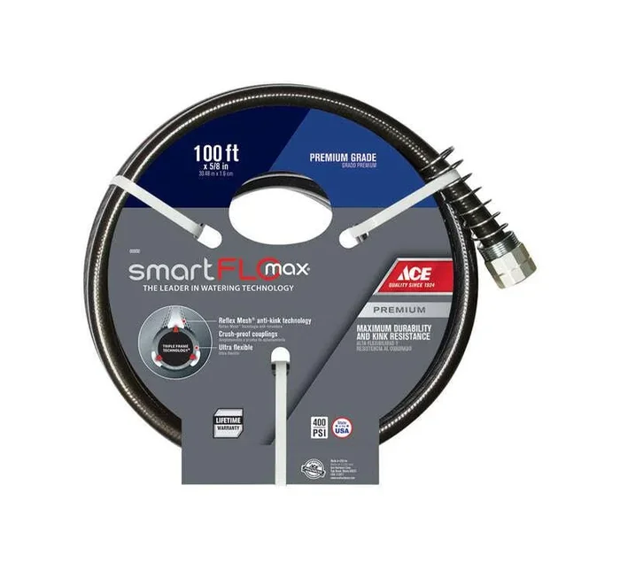 Ace SmartFLO 5/8 in. D X 100 ft. L Premium Grade Garden Hose Black