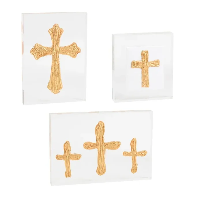 Acrylic Gold Cross Plaque